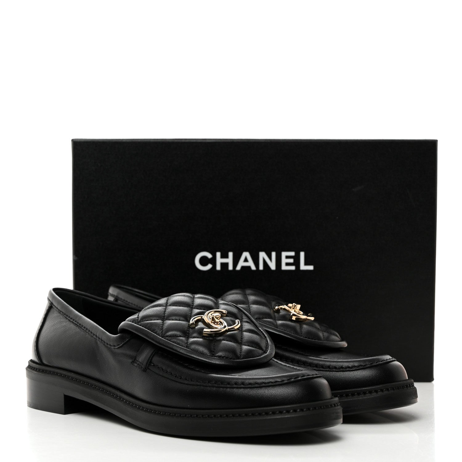 Chanel Lambskin Quilted CC Turnlock Loafers 40 Black 2 of 9