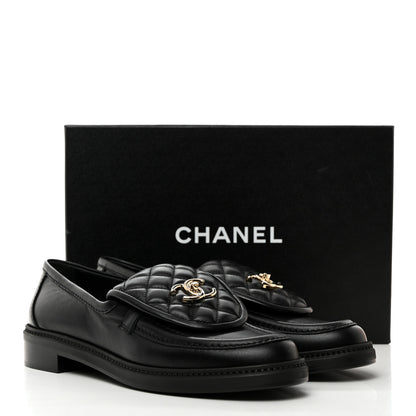 Chanel Lambskin Quilted CC Turnlock Loafers 40 Black 2 of 9