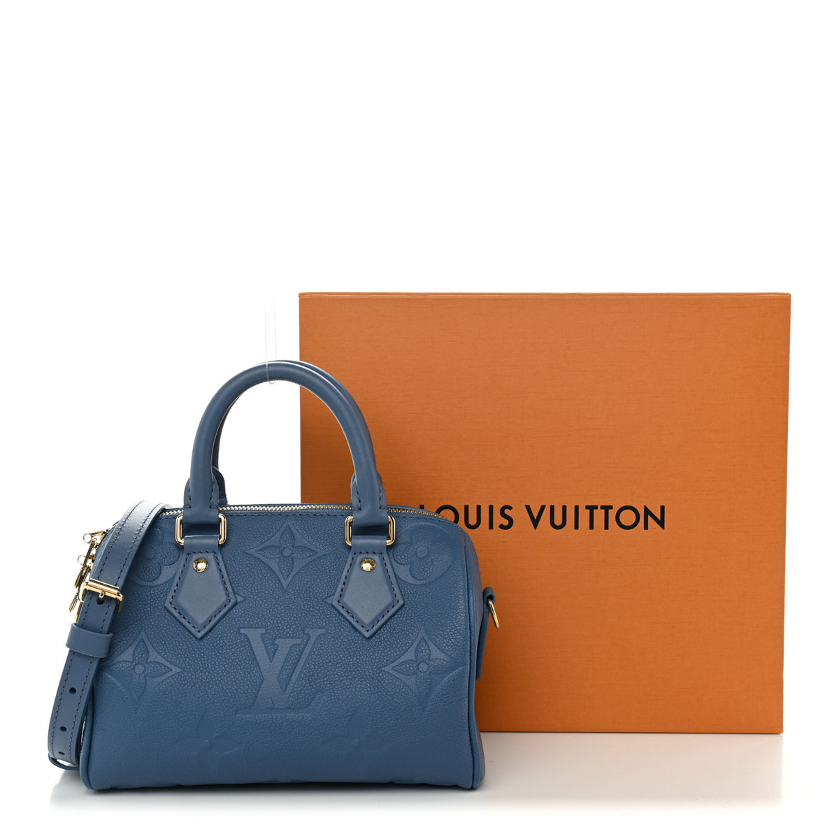 Louis Vuitton Empreinte Monogram Giant Speedy Bandouliere 20 Blue Jean 10 of 10