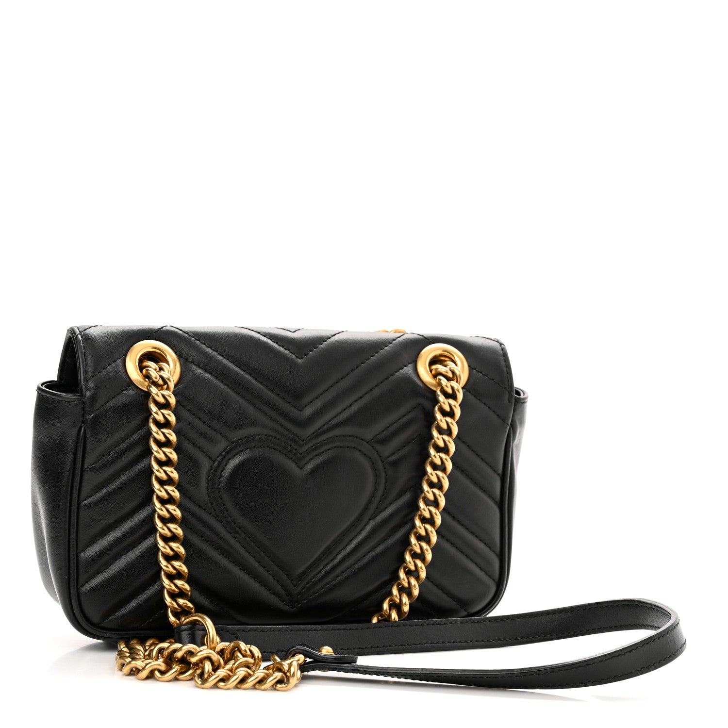 Gucci Calfskin Matelasse Mini GG Marmont Shoulder Bag Black 3 of 11