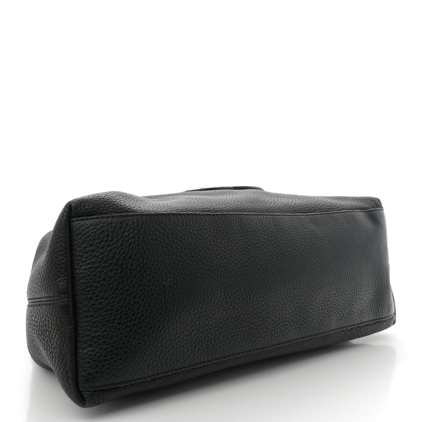 Pebbled Calfskin Studded Medium Soho Chain Shoulder Bag Black