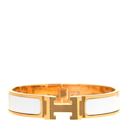 Hermes Enamel Narrow Clic Clac H Bracelet PM White 1 of 4