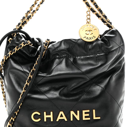 Chanel Shiny Calfskin Quilted Mini Chanel 22 Black 8 of 10
