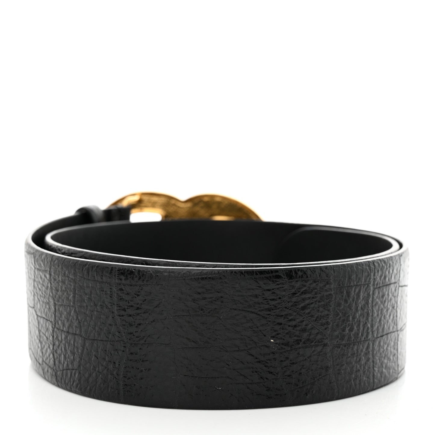 Crocodile Embossed Calfskin Gripoix Poured Glass Along The Nile CC Belt 80 32 Black