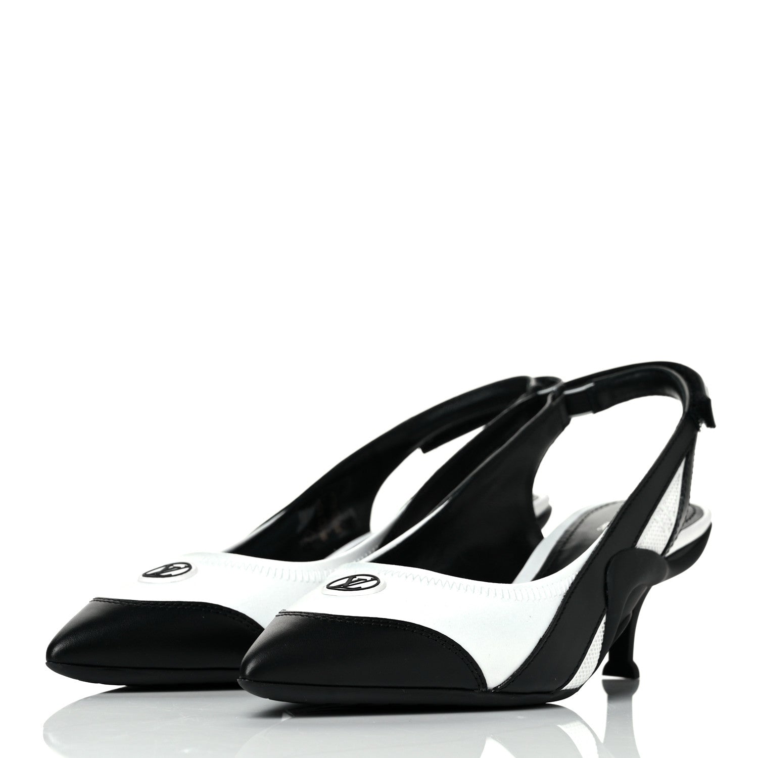 Louis Vuitton Calfskin Archlight Slingback Pumps 37 Black White 3 of 9