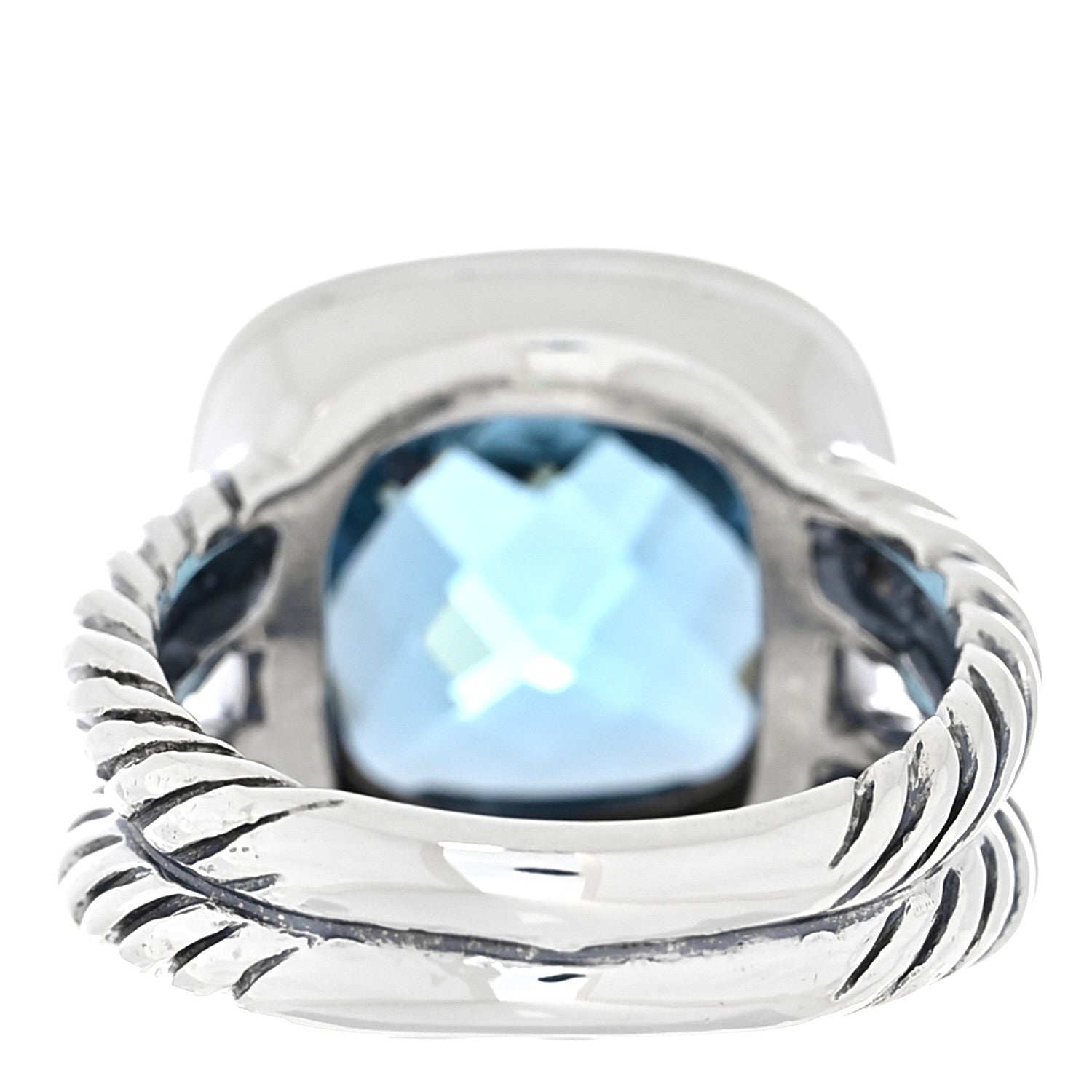 David Yurman Sterling Silver Diamond Blue Topaz 11mm Albion Ring 50 5.5 4 of 5