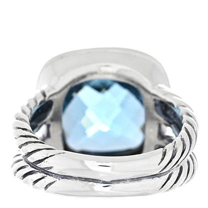 David Yurman Sterling Silver Diamond Blue Topaz 11mm Albion Ring 50 5.5 4 of 5