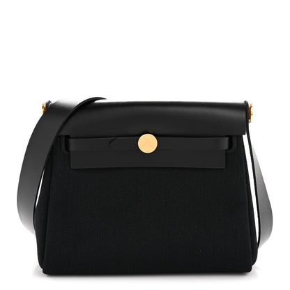 Hermes Military Toile Vache Hunter Herbag Zip Retourne 20 Black 1 of 14