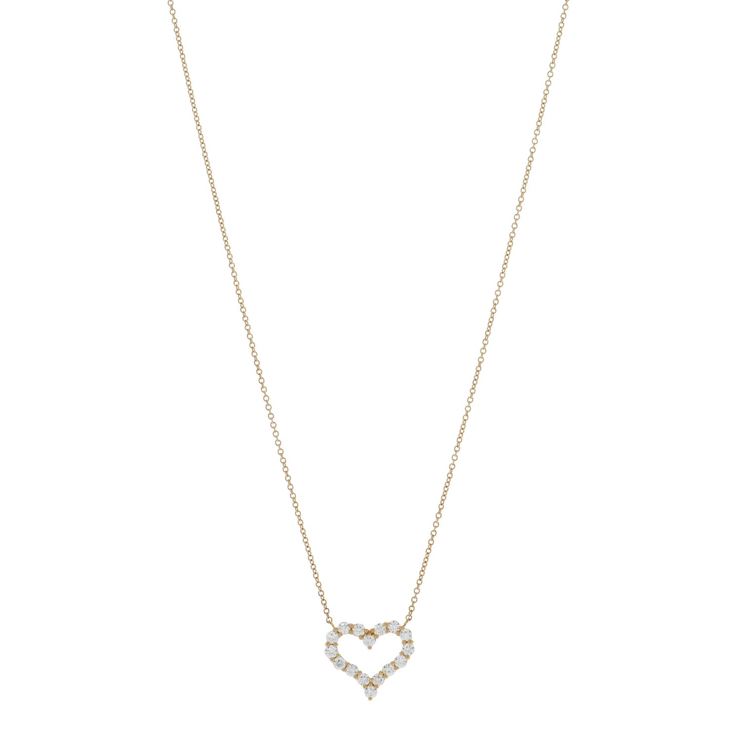 18K Yellow Gold Diamond Small  Heart Pendant Necklace