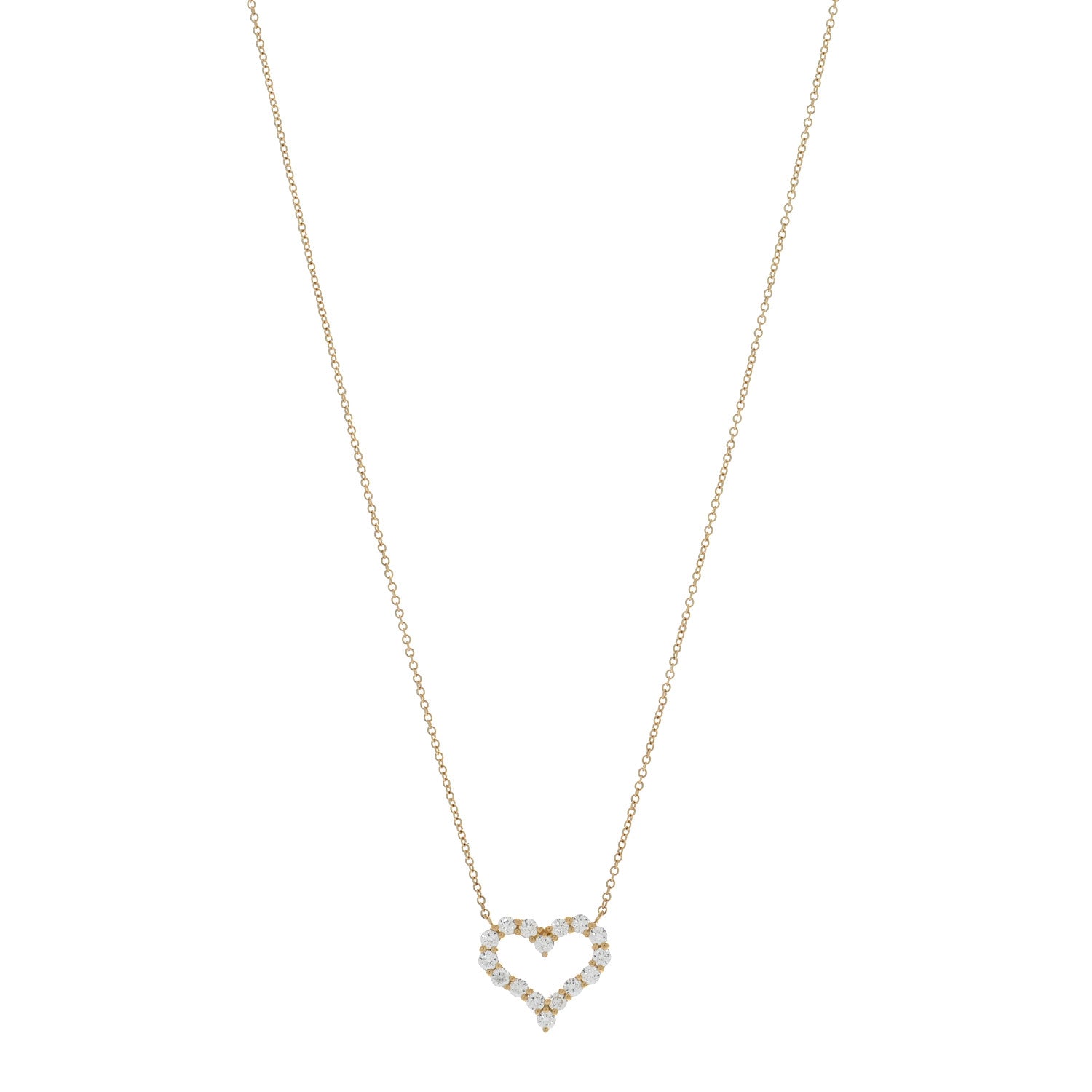 Tiffany 18K Yellow Gold Diamond Small  Heart Pendant Necklace 1 of 4