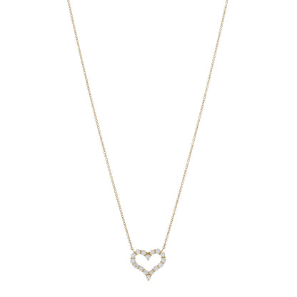 Tiffany 18K Yellow Gold Diamond Small  Heart Pendant Necklace 1 of 4