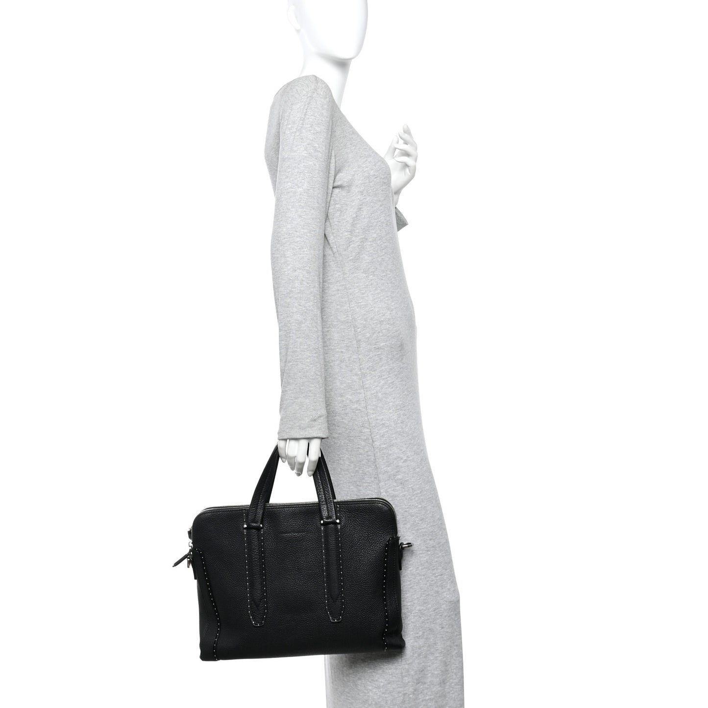Calfskin Studded Firenze Briefcase Black