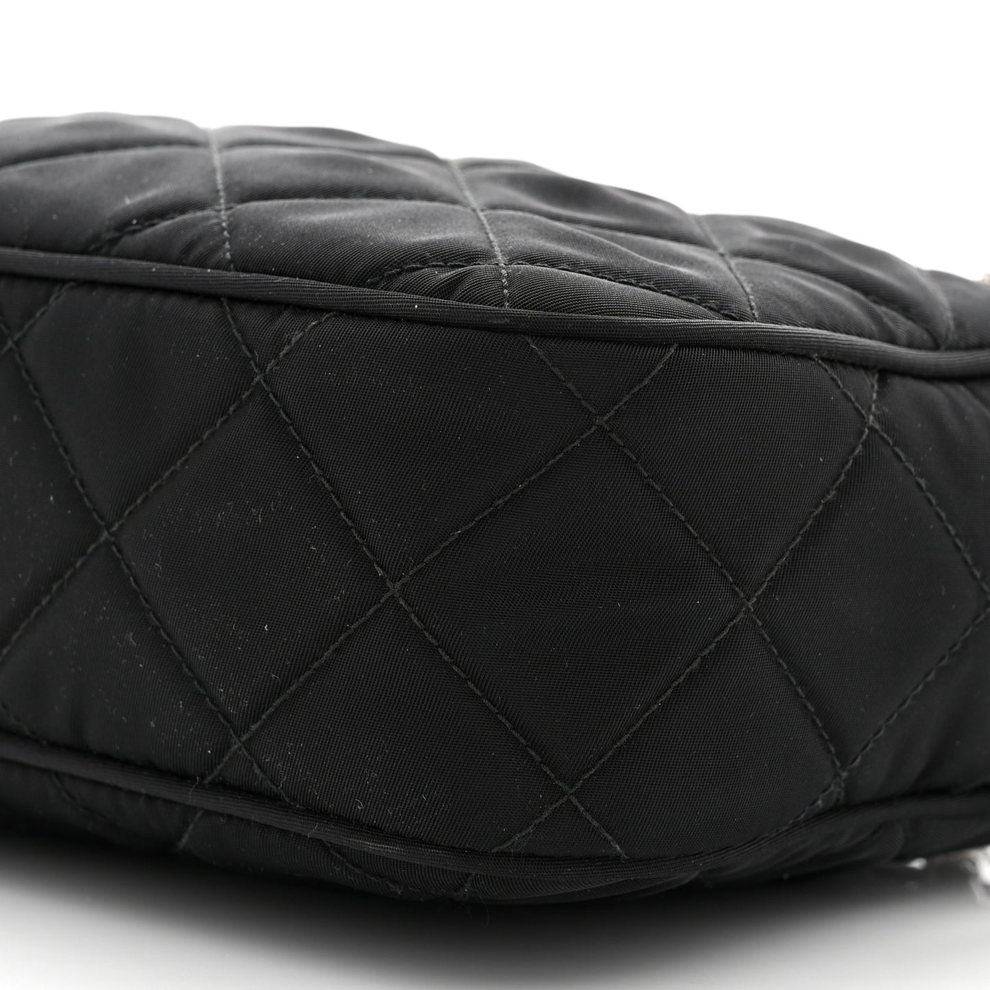 Nylon Tessuto Impuntu Quilted Bandoliera Crossbody Bag Black