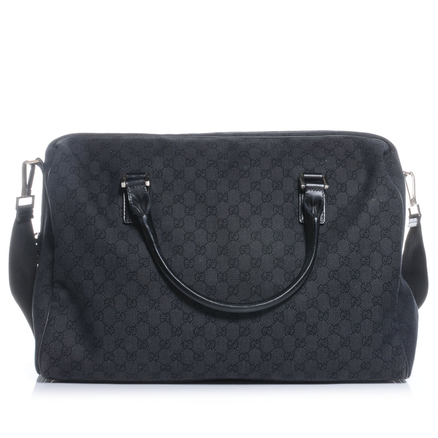 Gucci Denim Monogram Large Carry On Duffle Black 1 of 9
