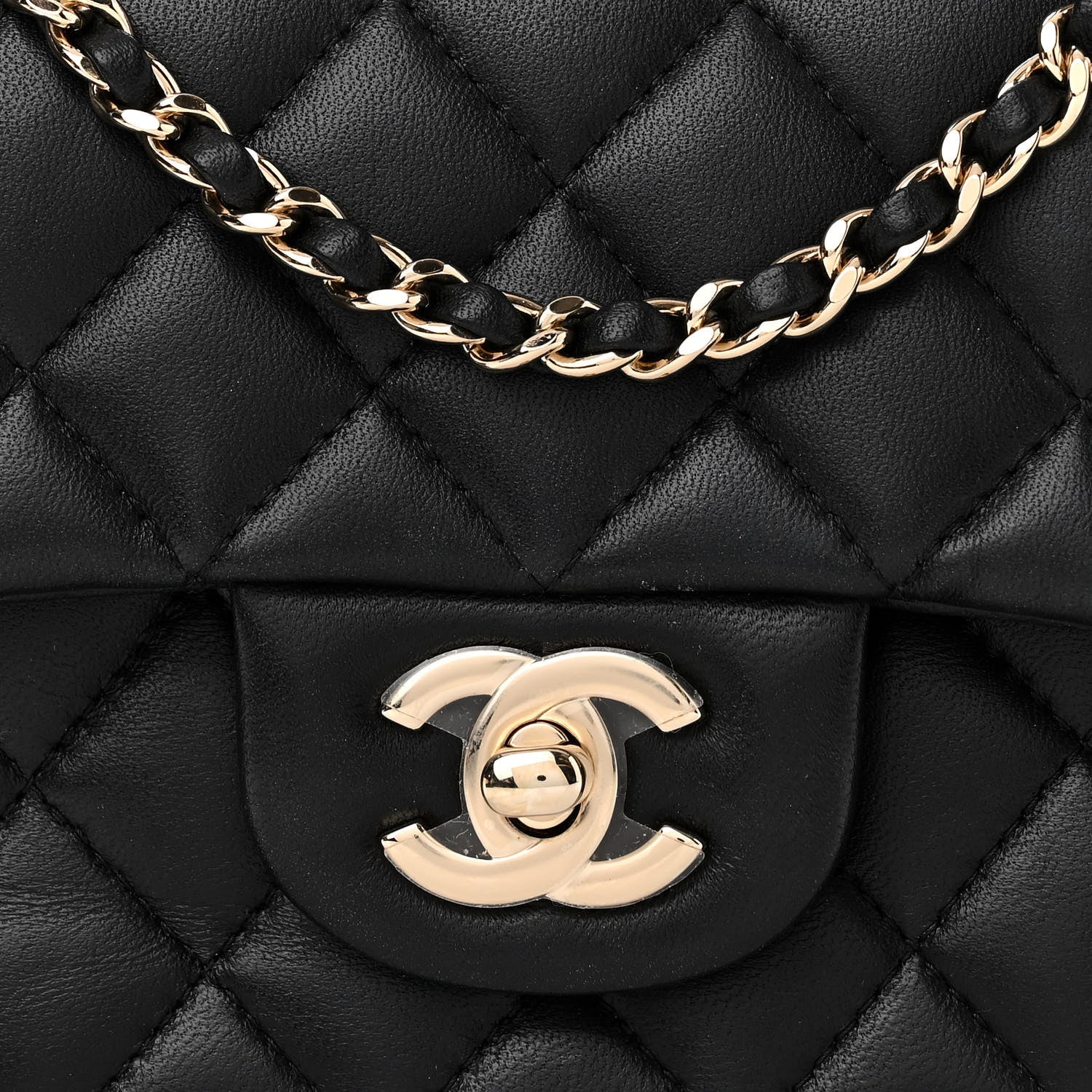 Chanel Lambskin Quilted Mini Top Handle Rectangular Flap Black 8 of 12