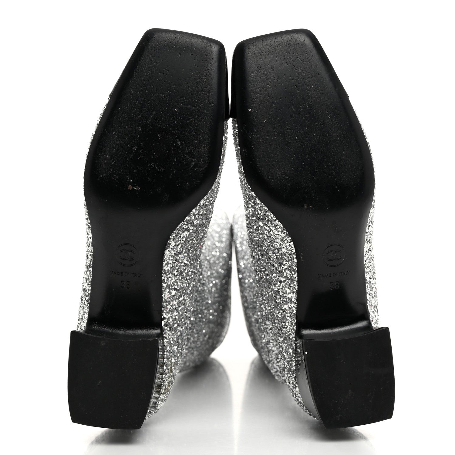 Chanel Glitter Patent Calfskin Cap Toe Fantasy High Boots 38 Silver Black 5 of 9