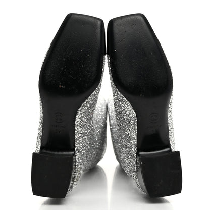Chanel Glitter Patent Calfskin Cap Toe Fantasy High Boots 38 Silver Black 5 of 9