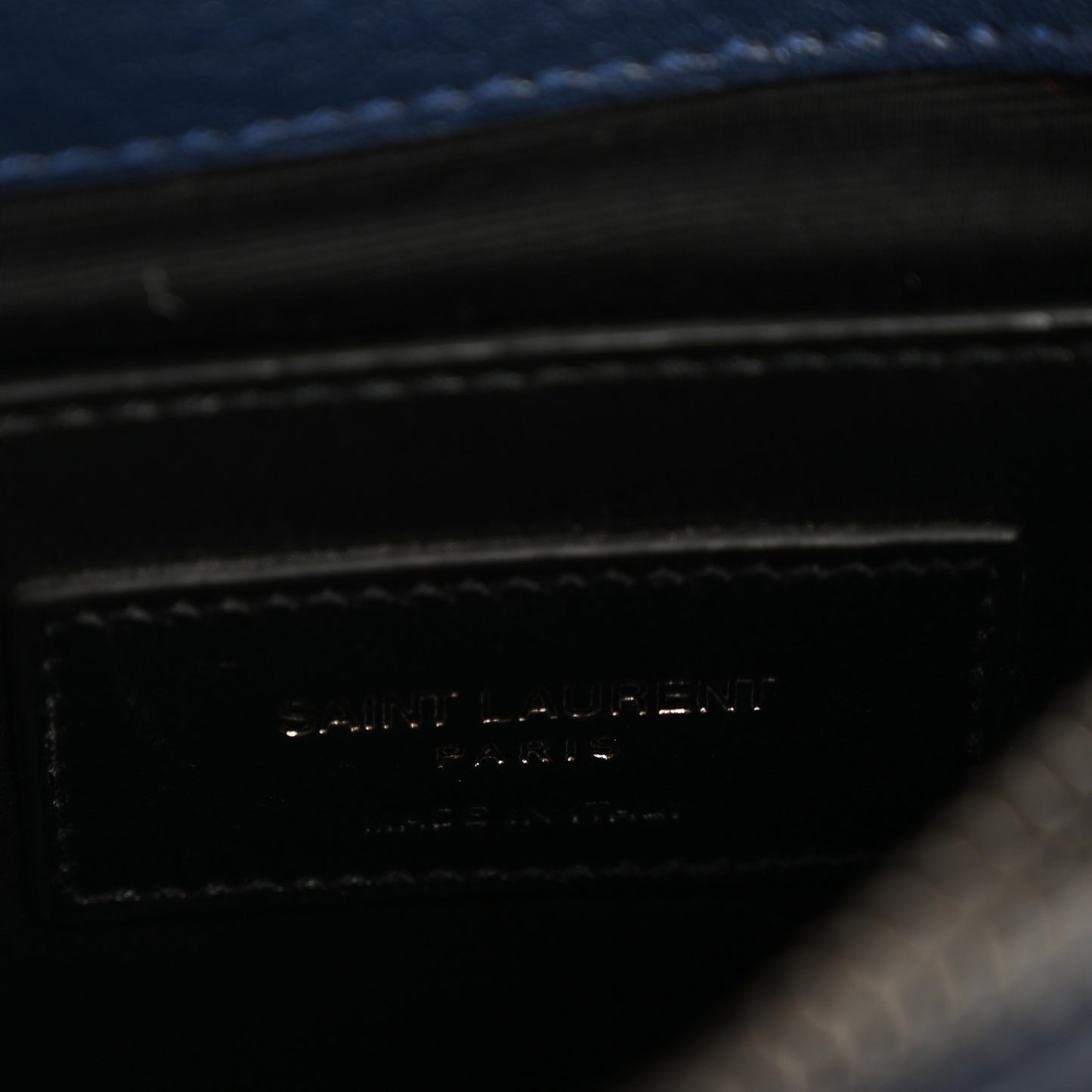 Sheepskin Matelasse Chevron Monogram Medium College Bag Navy