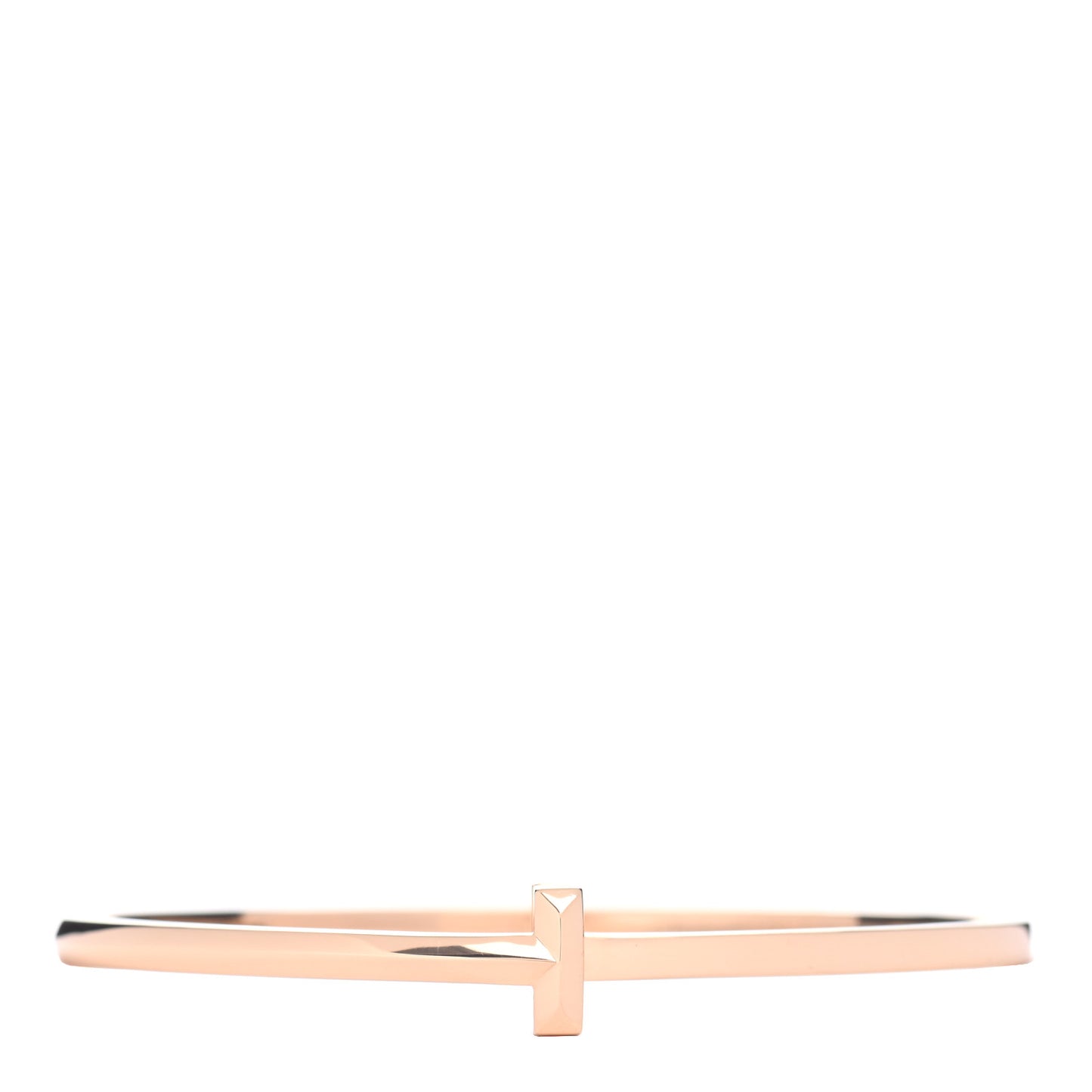 18K Rose Gold Narrow T T1 Hinged Bangle Bracelet