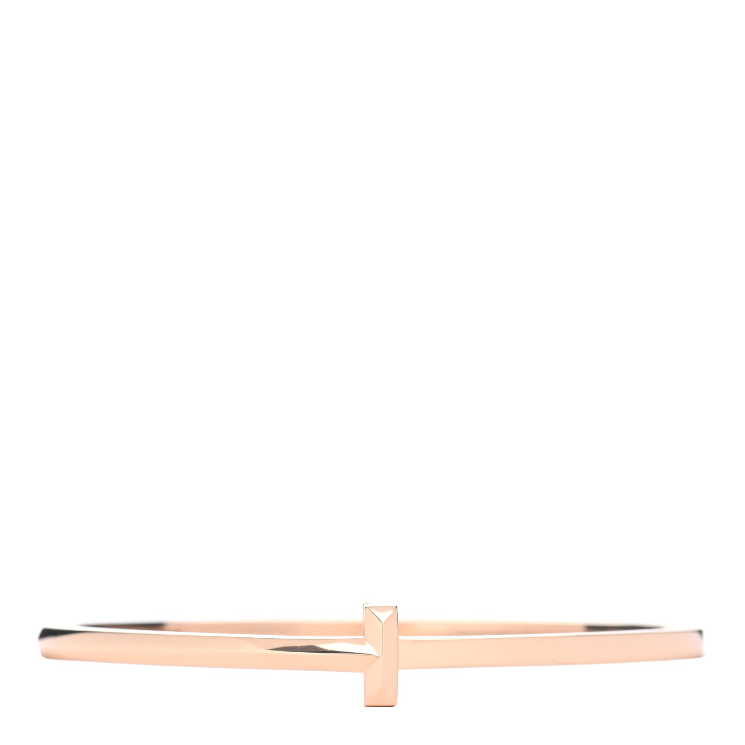 Tiffany 18K Rose Gold Narrow T T1 Hinged Bangle Bracelet 1 of 4