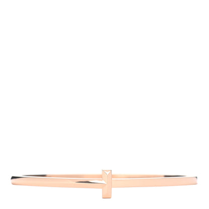 Tiffany 18K Rose Gold Narrow T T1 Hinged Bangle Bracelet 1 of 4