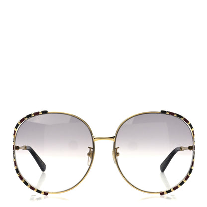 Gucci Metal Round Frame GG0595S Sunglasses Gold Black 2 of 8