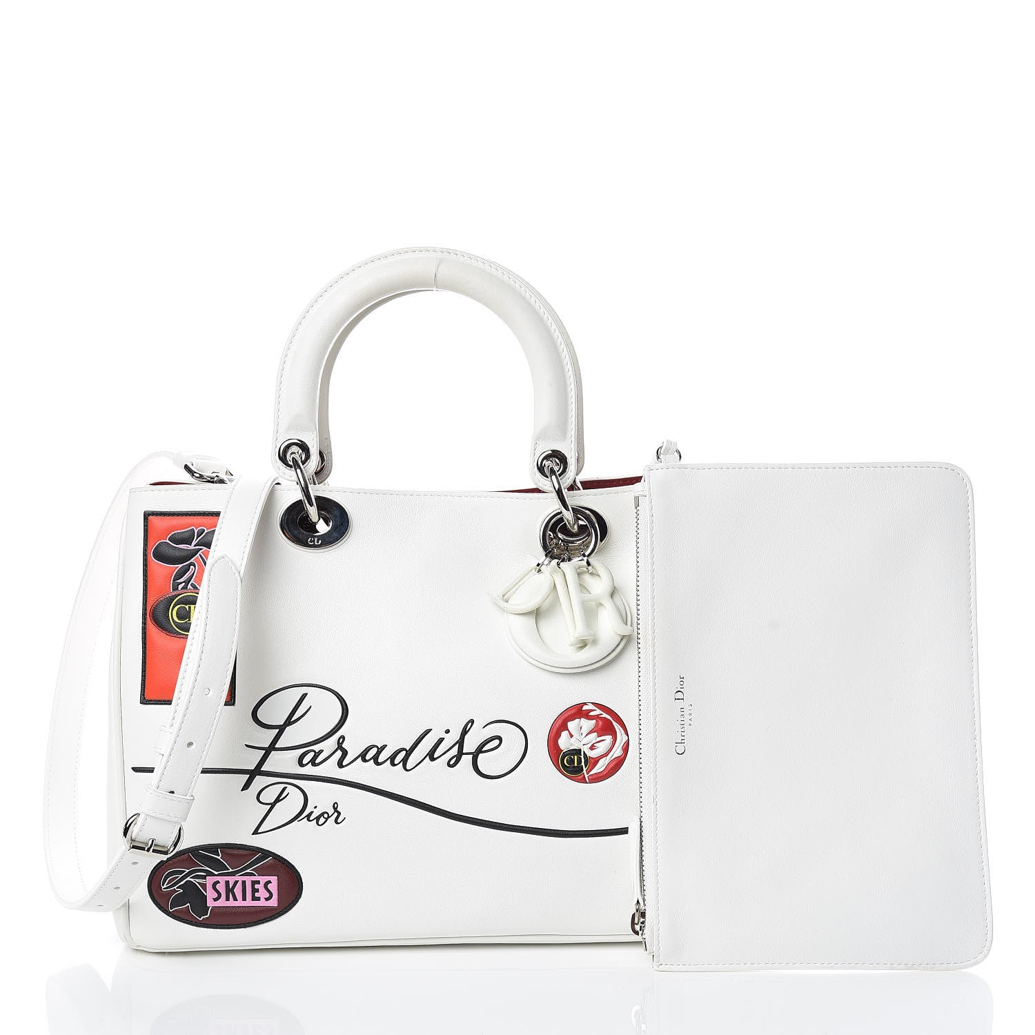 Christian Dior Calfskin Paradise Medium Diorissimo Tote White 4 of 15