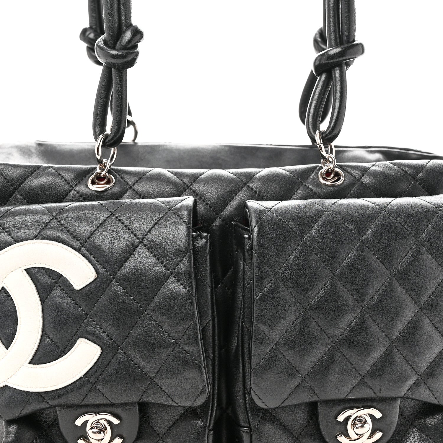 Chanel Calfskin Quilted Large Cambon Multipocket Reporter Black White 8 of 11