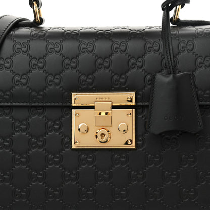 Gucci Guccissima Signature Small Padlock Top Handle Bag Black 9 of 9