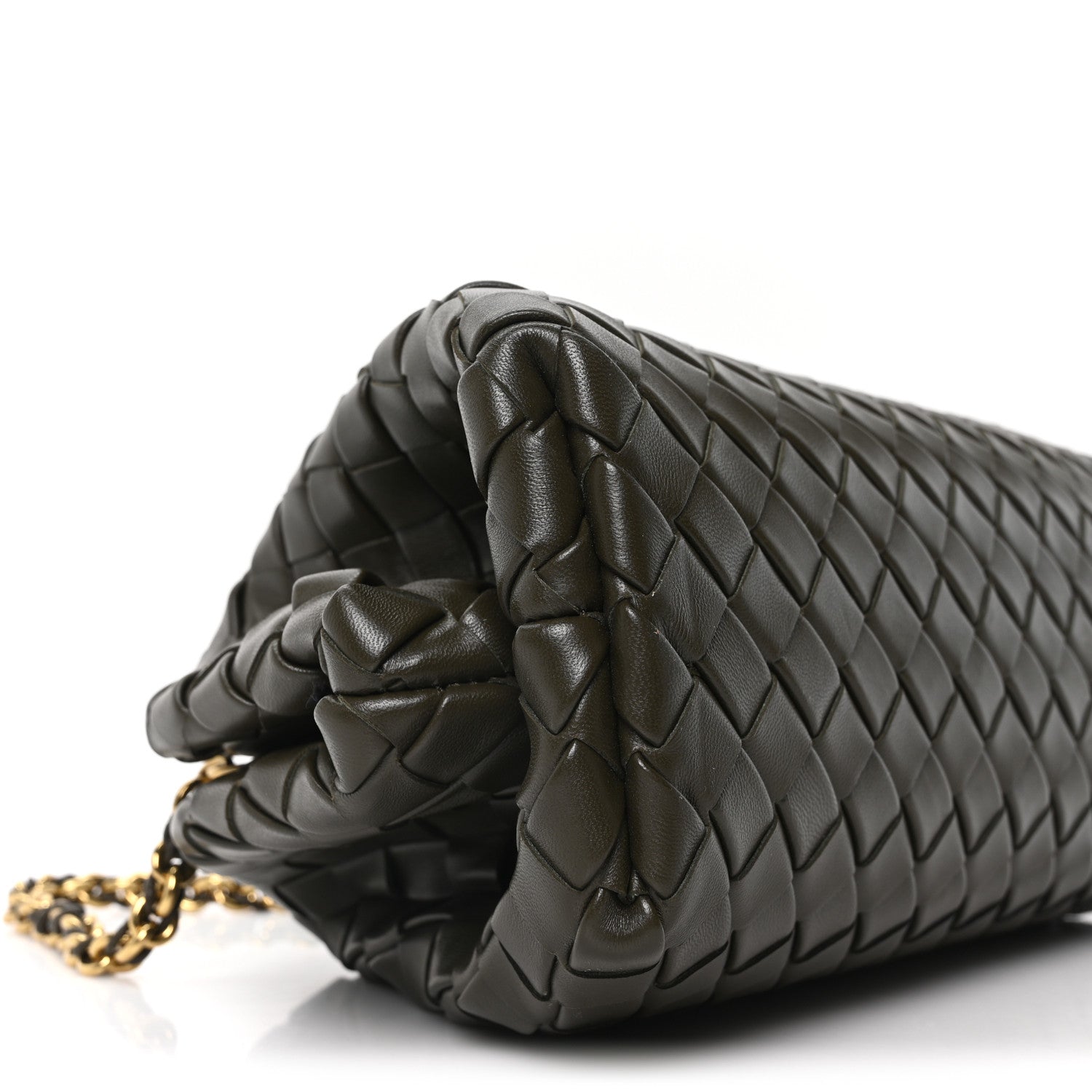 Bottega Veneta Nappa Intrecciato Teen The Lauren 1980 Clutch With Chain Kaki 8 of 9