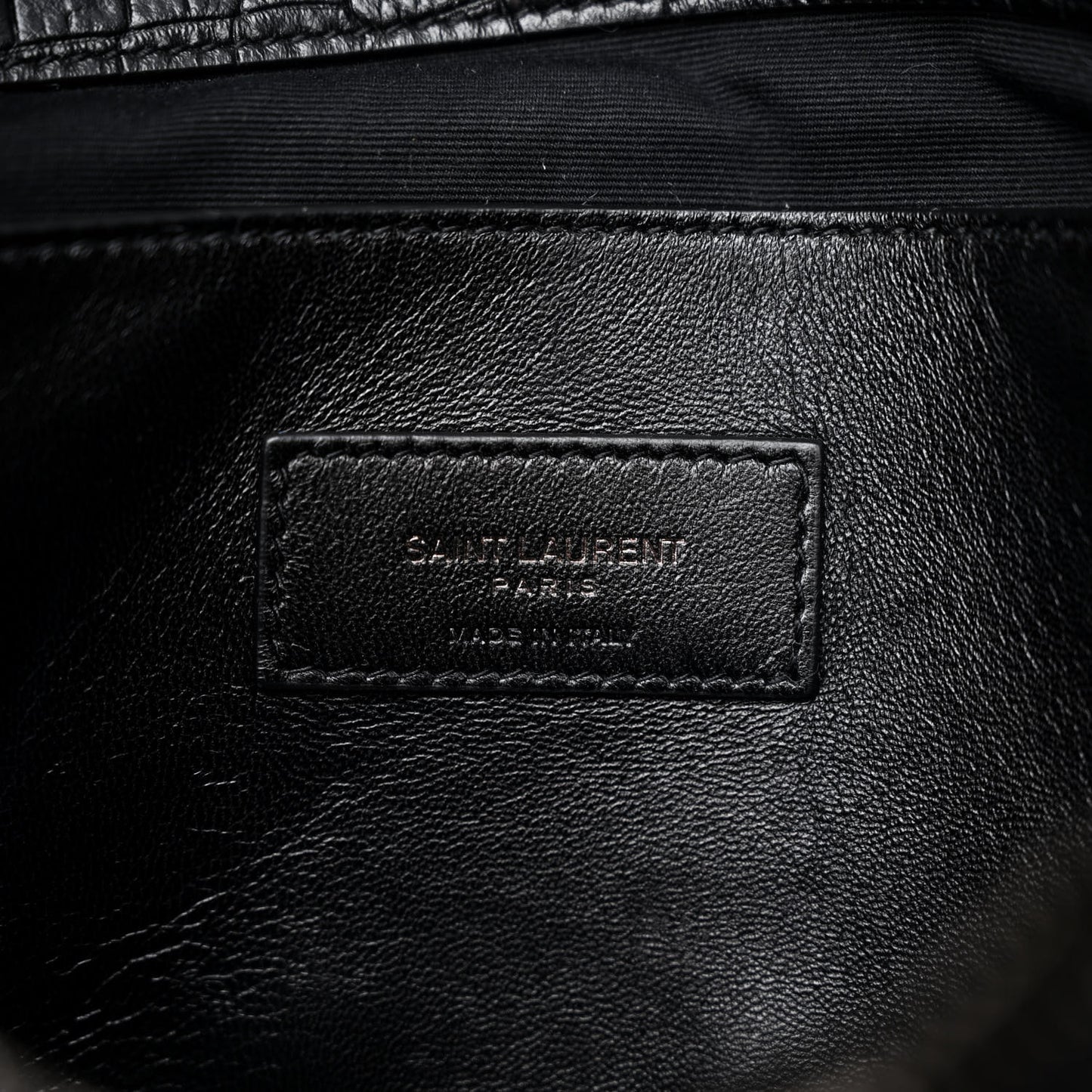 Calfskin Crocodile Embossed Medium West Hollywood Monogram Fold-Over Black