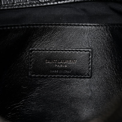 Saint Laurent Calfskin Crocodile Embossed Medium West Hollywood Monogram Fold-Over Black 7 of 10
