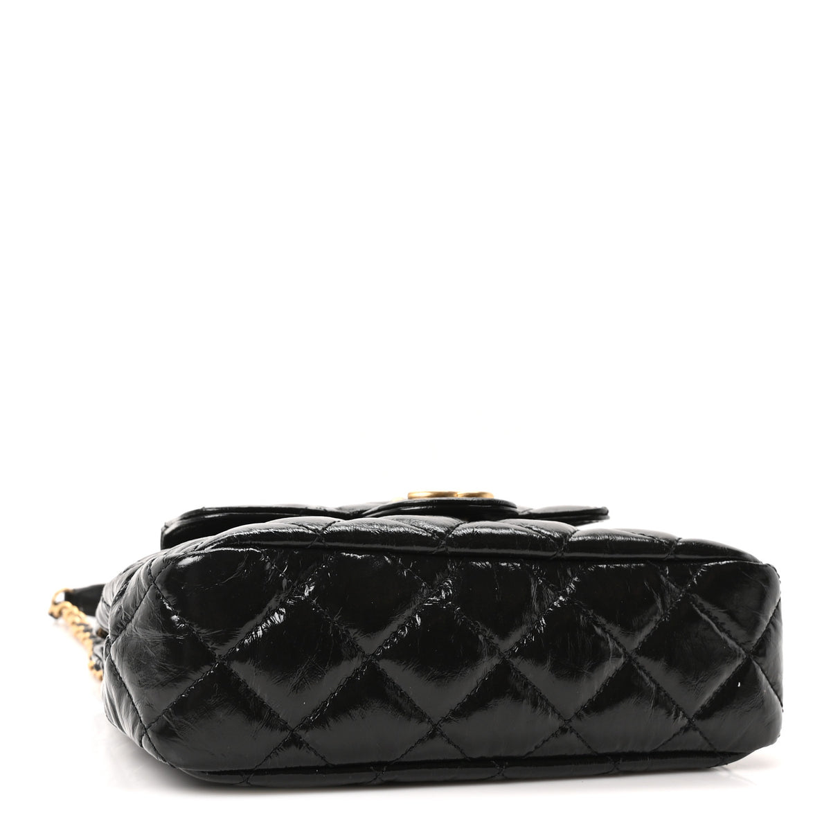 Chanel Shiny Crumpled Calfskin Quilted Small Wavy CC Hobo Black 4 of 11