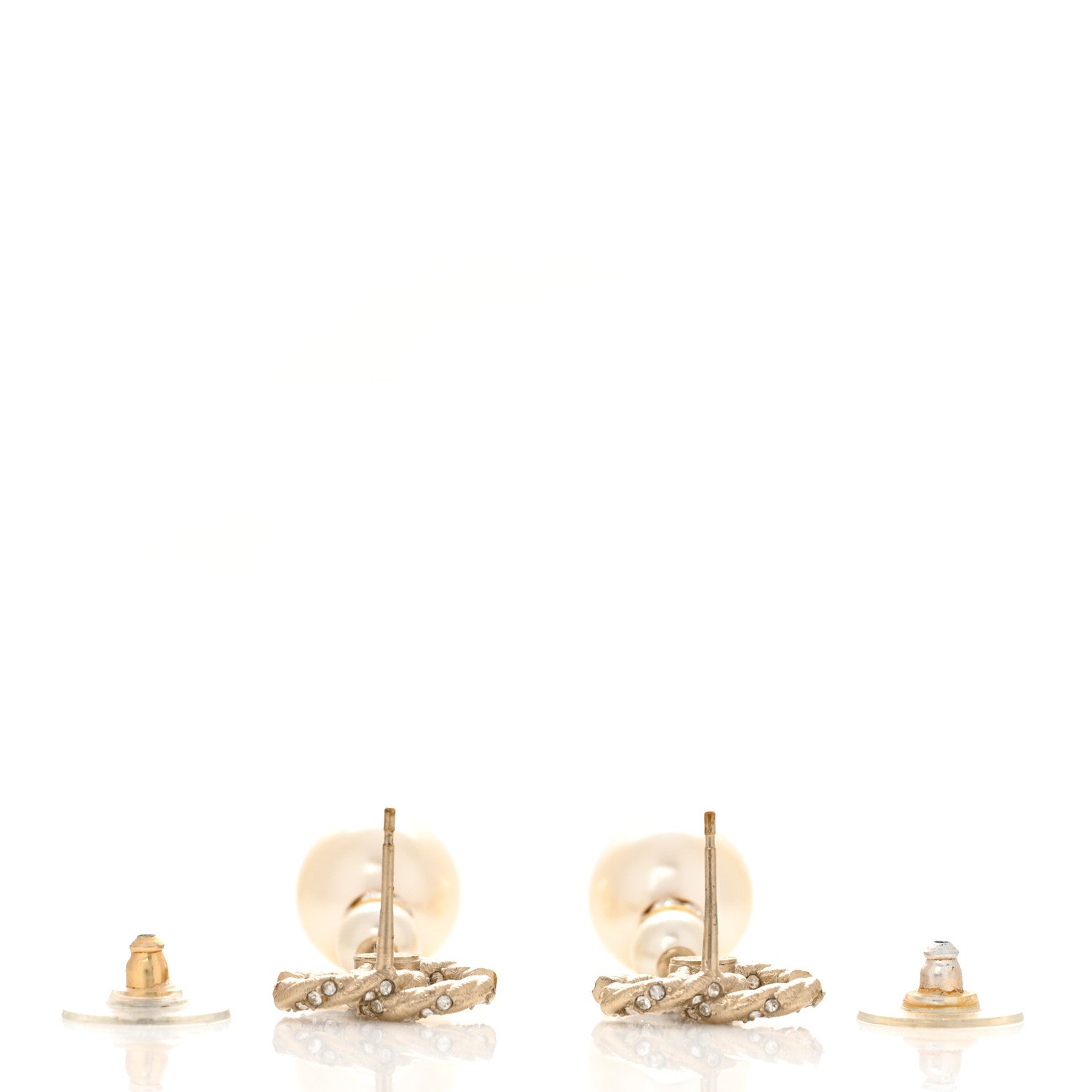 Chanel Pearl Crystal Twisted CC Drop Earrings Gold 3 of 4