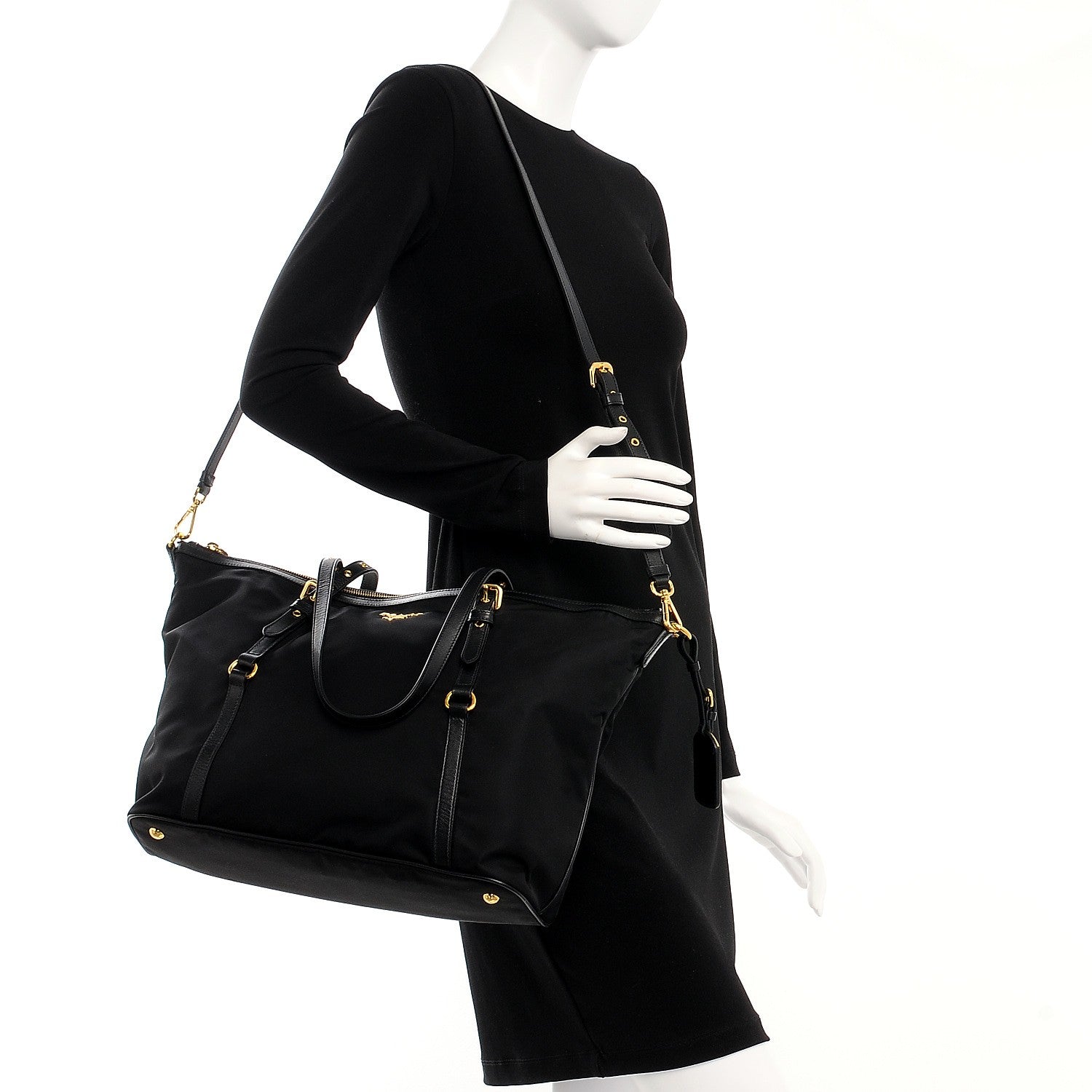 Prada Tessuto Nylon Saffiano Tote Nero Black 2 of 9
