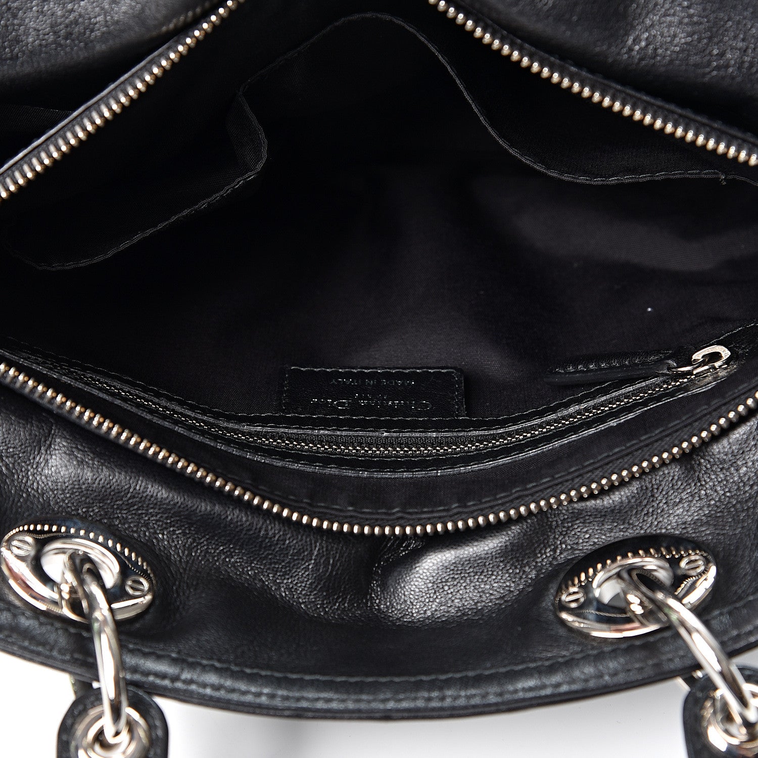 Christian Dior Lambskin Cannage Medium Granville Tote Black 4 of 9