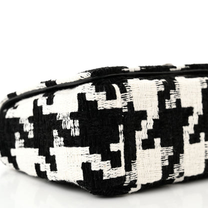 Christian Dior Tweed Macro Houndstooth Small Caro Bag Black White 9 of 11