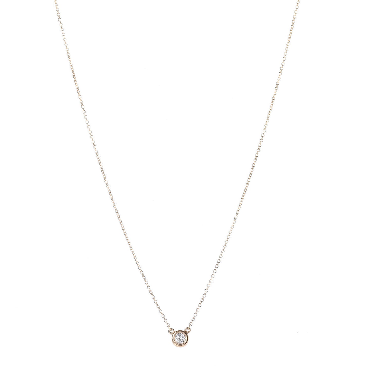 18K Rose Gold Diamond .17ct Elsa Peretti Diamonds by the Yard Pendant Necklace