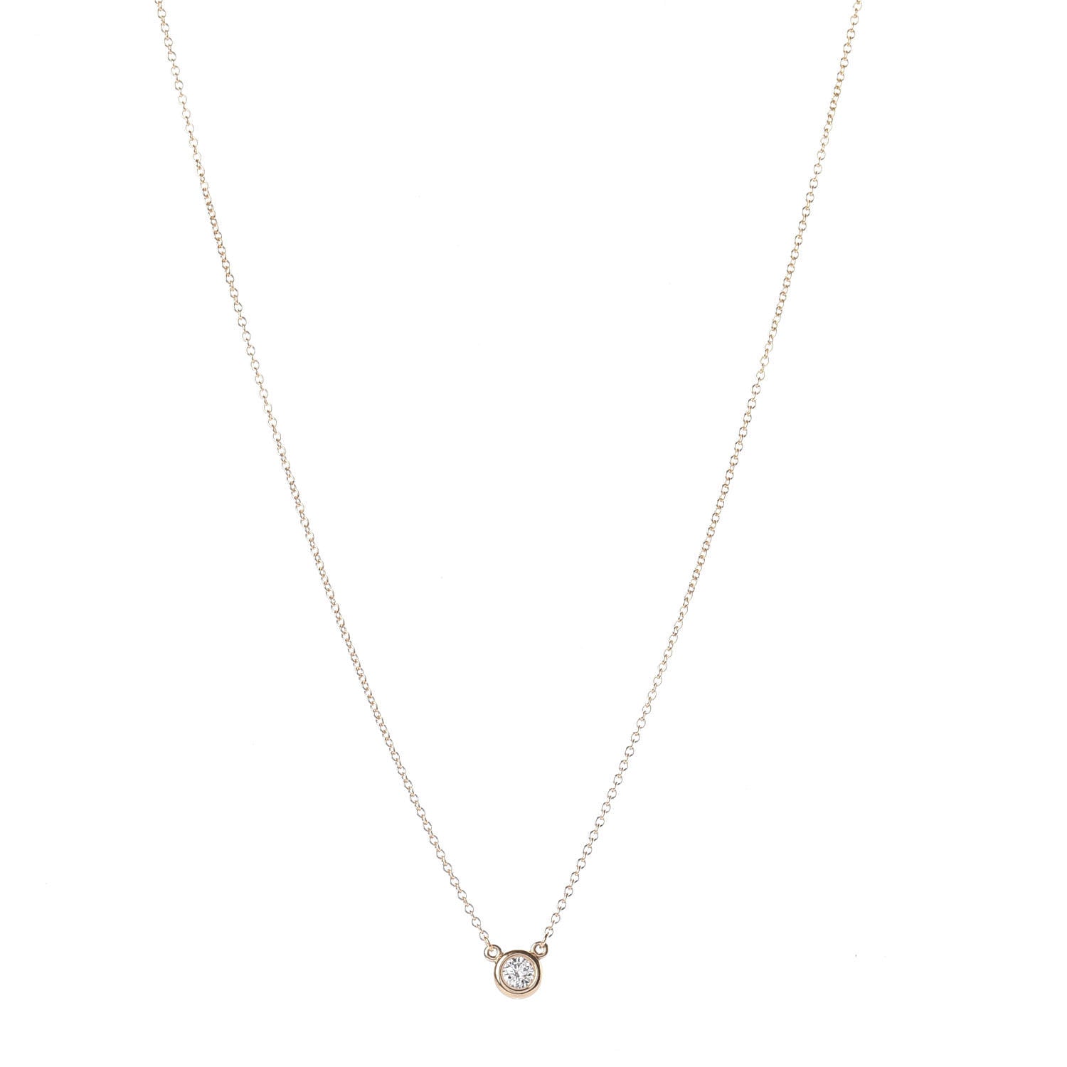 Tiffany 18K Rose Gold Diamond .17ct Elsa Peretti Diamonds by the Yard Pendant Necklace 1 of 4
