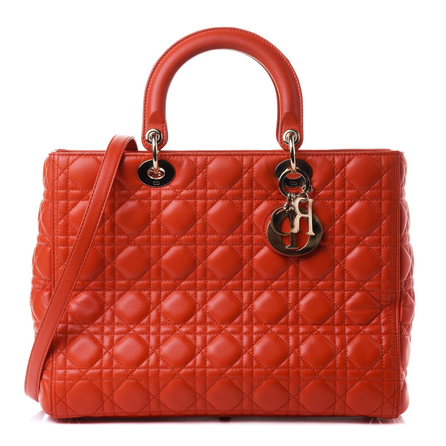 Lambskin Cannage Large Lady Dior Orange