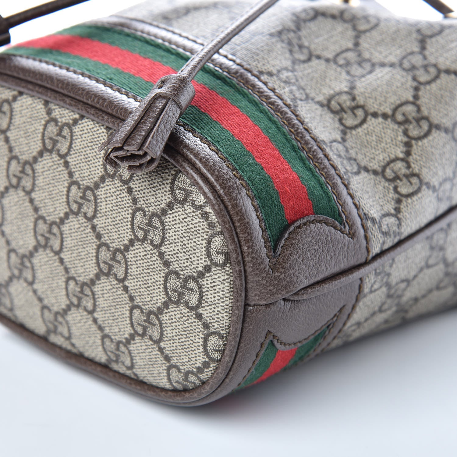 Gucci GG Supreme Monogram Web Mini Ophidia Bucket Bag Brown 9 of 9