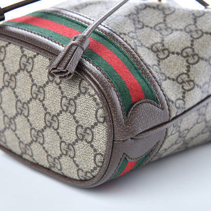 Gucci GG Supreme Monogram Web Mini Ophidia Bucket Bag Brown 9 of 9