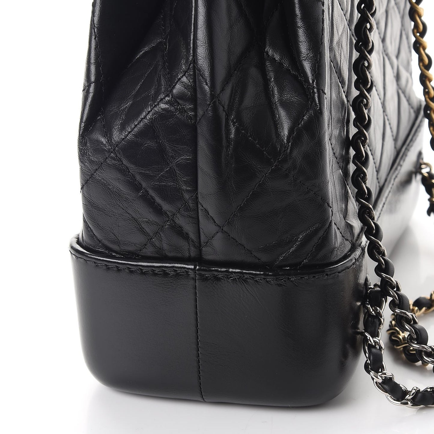 Aged Calfskin Quilted Gabrielle Backpack Black