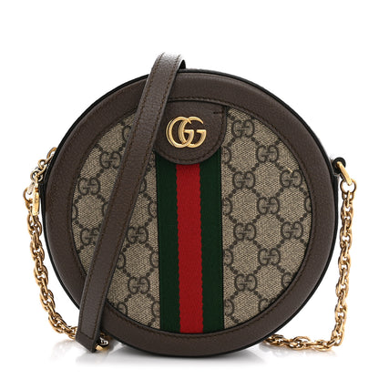 Gucci GG Supreme Monogram Web Mini Ophidia Round Shoulder Bag Brown 1 of 12