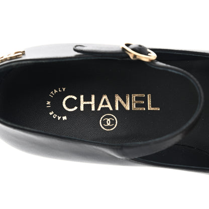 Chanel Patent Lambskin Cap Toe Mary Jane Mid Heel Strap Pumps 36 Black 13 of 20