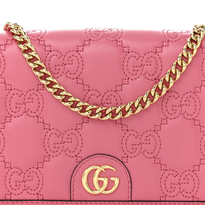 Gucci Calfskin GG Matelasse Chain Wallet Rhodamine Pink 7 of 9