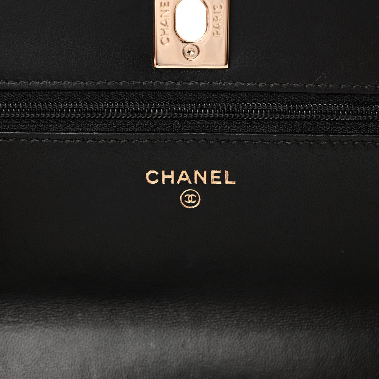 Chanel Lambskin Chevron Quilted Trendy CC Wallet On Chain WOC Black 6 of 14