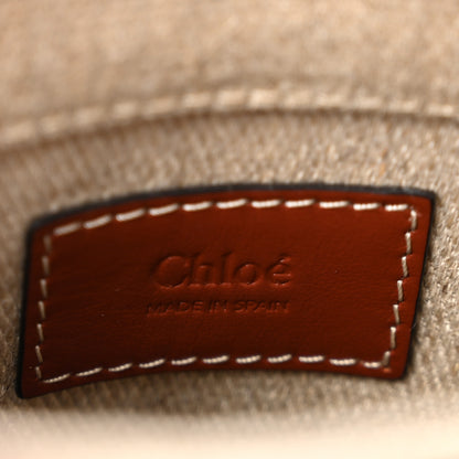 Chloe Cotton Calfskin Mini Woody North South Ribbon Tote White Brown 6 of 12