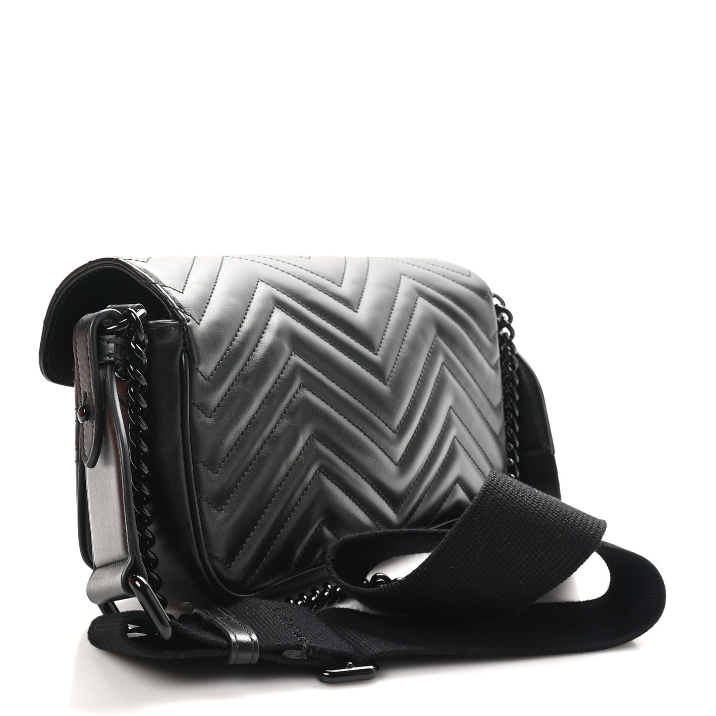 Calfskin Matelasse Monochrome GG Marmont Crossbody Shoulder Bag Black