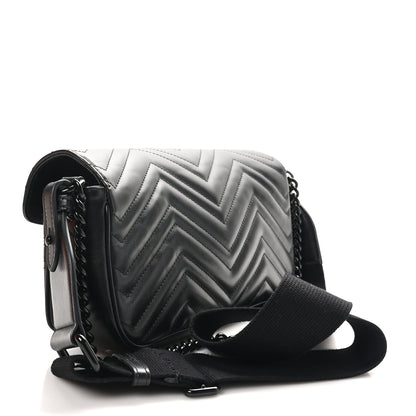Gucci Calfskin Matelasse Monochrome GG Marmont Crossbody Shoulder Bag Black 2 of 10
